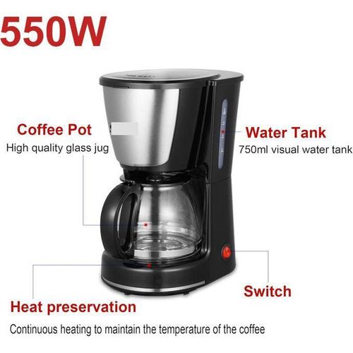 product_image_name-Sonashi-Machine à café électrique goutte à goutte Machine à café domestique 6 tasses Théière Cafetière à lait pour cadeau SMC-4989-2