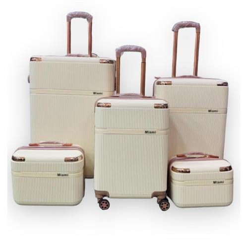 Ensemble de 3 Valises de voyage 20/24/28 Pouces et 2 Mallettes - Beige -  Prix en Algérie