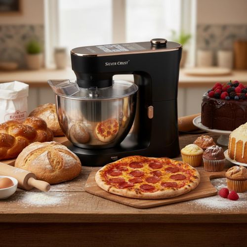 product_image_name-SILVER CRUST-روبوت عجانة الحلوى بخطاف مزدوج 1900 واط 8 لتر شاشة رقمية و3 برامج أوتوماتيكية مع وعاء من الستانلس ستيل - 1551T-5