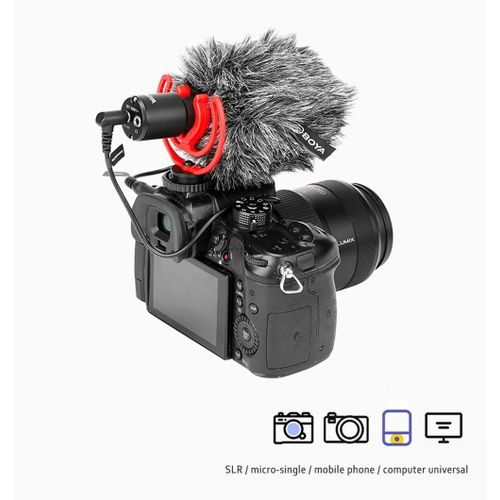 PAR - Micro caméra Microphone Vidéo Universel avec Support Antichoc,  Microphone pour Appareil Photo avec Prise photo microphone