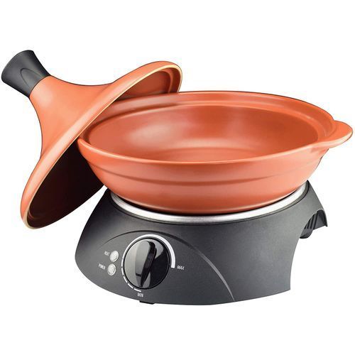 Tajine marocain électrique en terre cuite 2L, mijoteuse électrique