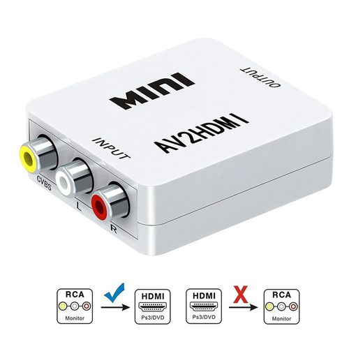 Adaptateur Rca vers Hdmi, adaptateur Av Hdmi 1080p, convertisseur