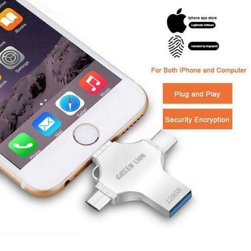 Clé USB, Mémoire Externe, 4 en 1 Capacité 128Go - USB 3.0, type C,  Lightning, micro USB - Prix en Algérie