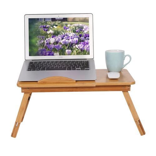 Bureau Pliable en Bambou pour Ordinateur Portable, Mini Table de