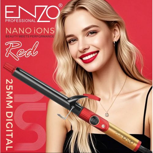 product_image_name-ENZO PROFESSIONAL-outils de coiffure professionnels en céramique rotatif rose bigoudi négatif ionique 25MM fer à friser pivotant En-9123 Rose -4