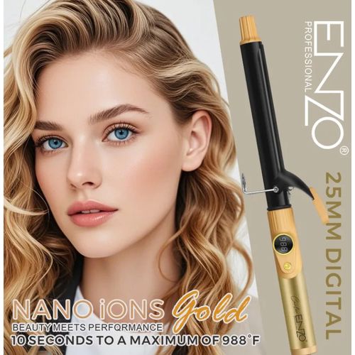 product_image_name-ENZO PROFESSIONAL-outils de coiffure professionnels en céramique rotatif rose bigoudi négatif ionique 25MM fer à friser pivotant En-9123 Rose -5