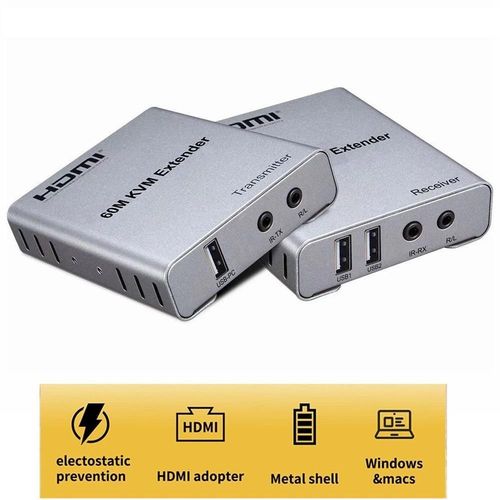 product_image_name-Générique-Extenseur HDMI KVM USB Souris & Clavier avec Audio à 60m par Câble Réseau RJ45, RX + TX 1080P, Contrôle IR -1