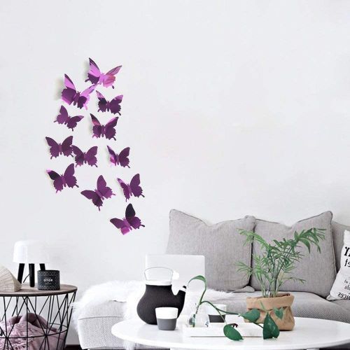 Stickers Muraux 3D Papillons X12 Effet Miroir - Autocollant Décoration  Maison Rose - Prix en Algérie