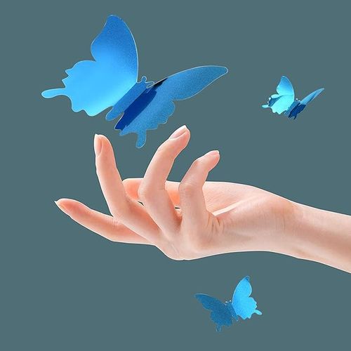 Stickers Muraux Autocollant 3D forme Papillons Effet Miroir -12