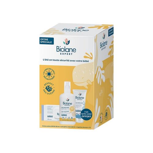 Coffret Solaire Inubiom est composé de : Crème Solaire SPF 50 125ml+Lait  Après Soleil 100ml+Lingettes Douceur 72 Unités - Prix en Algérie