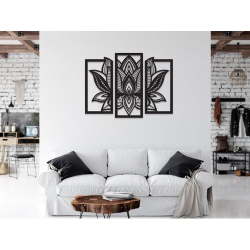 Tableau Art Mural Moderne - Fleur Lotus Mandala Triptyque - Noir - Prix en  Algérie