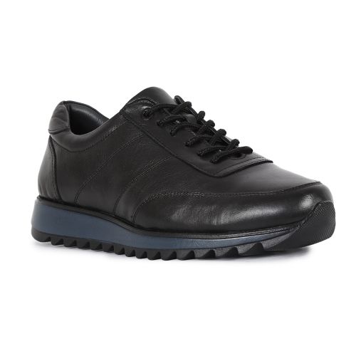 Chaussures type basket à lacets aspect cuir noir et semelle blanche pour  homme