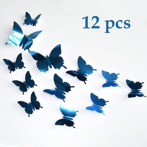 Stickers Muraux Miroir Papillon Decoration 3D Miroir Adhesif Mural