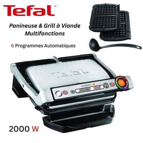 product_image_name-Tefal-Panineuse et Grill À Viande Électrique 2000W - 6 Programmes De Cuisson avec Plaque Gaufres et Control De Temperature - OptiGrill+ GC716D12-1