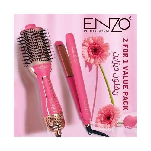 product_image_name-ENZO PROFESSIONAL-Brosse rotatife + lisseur Pack 2 Vitesse 1300 W - Rose -5