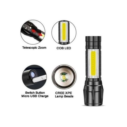 Lampe Torche De Poche Led Lanterne De Camping Étanche Rechargeable - Noir -  Prix en Algérie