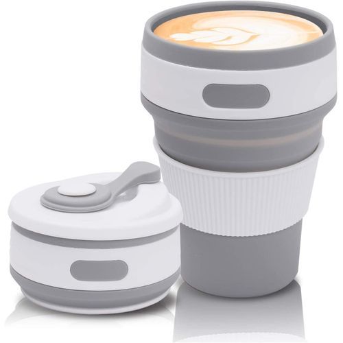 Tasse à café pliable en silicone avec couvercles 350ml - Prix en