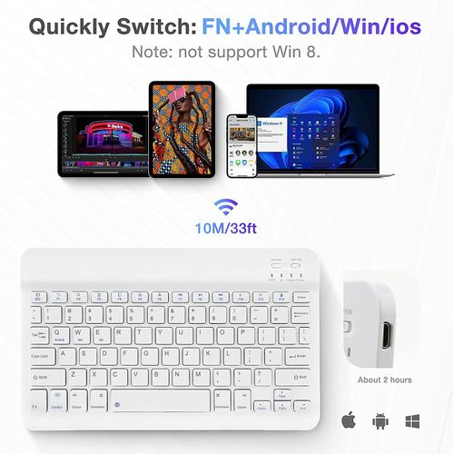 Pack Clavier & Souris Sans Fil 2.4Ghz - Bluetooth - Ultra Fin - Blanc -  Prix en Algérie