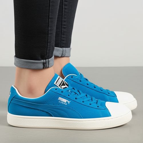 product_image_name-Puma-Basket Femme Sneakers Suede Rubber Toe Ultra-Confortable Free Style Urbain- Bleu Turquois-1