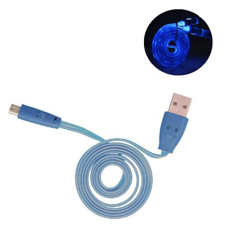 Câble Micro Usb - Plat Lumineux - Led Chargeur - Bleu - Prix en