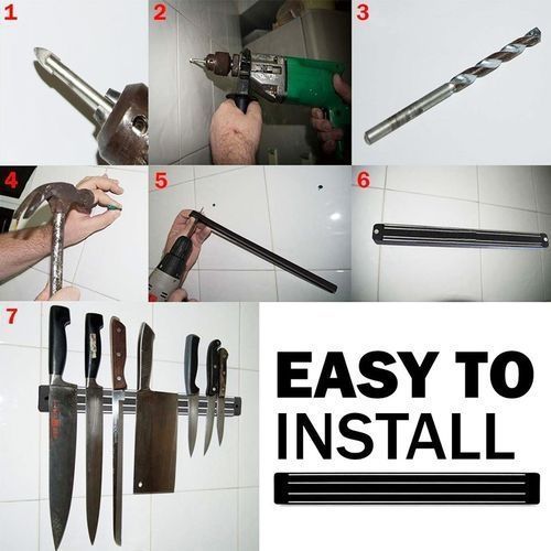 product_image_name-Générique-Magnétique Aimant Porte-Couteaux 50 cm - Noir-3