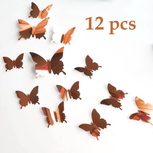 Stickers Muraux 3D Papillons X12 Effet Miroir - Autocollant