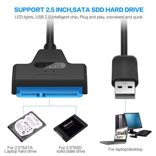 Adaptateur pour Disque Dur USB 3.0 SATA pour les disques durs 2,5