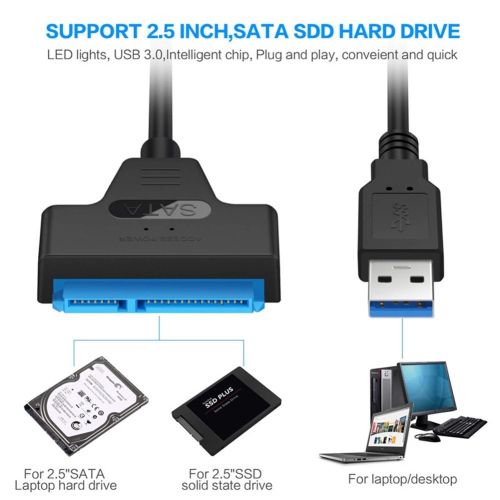 Adaptateur SATA 3 2.5 vers USB 3.0 disque dur HDD SSD avec alimentation USB  2.0 - Prix en Algérie