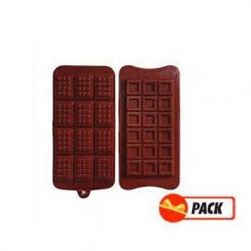 2 Moules Silicone Chocolat Mini Tablette - 12 & 18 Pcs - Marron