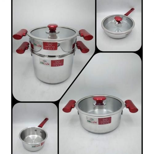 Batteries de cuisine 4pcs couscoussier sauteuse marmite casserole - inox  18/10 - Prix en Algérie