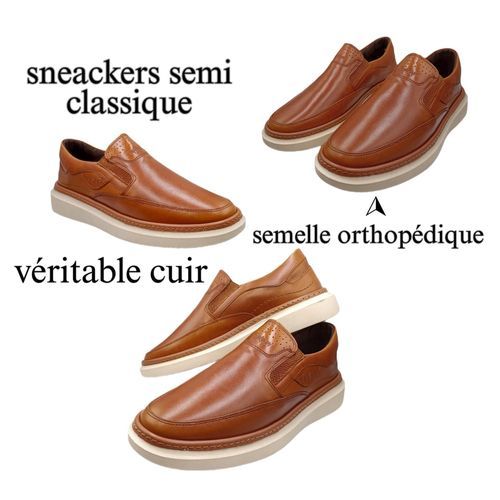 Chaussure En Cuir Véritable Pour Homme - Marron - Prix en Algérie