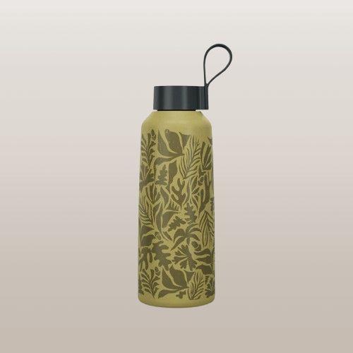 product_image_name-Decathlon-Gourde 100 inox 1l avec bouchon à vis pour la randonnée - Flower Yellow-1