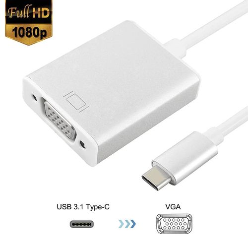 Adaptateur Convertisseur USB-C USB 3.1 Type-C Vers to VGA FULL HD 1080P -  Prix en Algérie