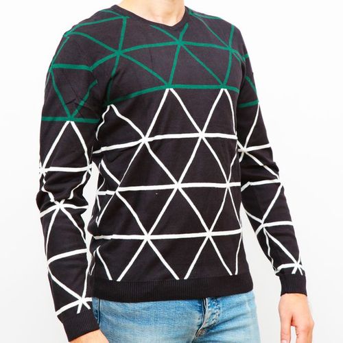 product_image_name-Coton-Pull Homme Free Cook  Col V coton Style Décontracté Super Confortable - Noir-1