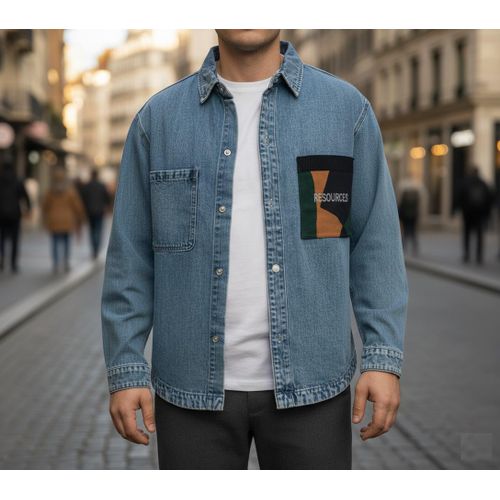 product_image_name-Fashion Collections-Veste Jeans de Haute Qualité AAA Chemise Jeans Tendance Fashion Style Fermeture en bouton a pression Saison Automne/Hiver 2025 - Bleu-3