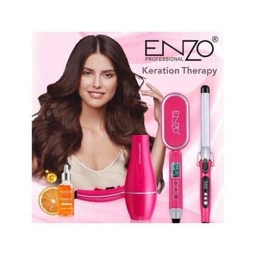 product_image_name-ENZO PROFESSIONAL-Pack Coiffure 3 en 1 – Sèche-cheveux + Brosse Lissante + Fer à Boucler avec Huile Capillaire dr enzo PINK – EN-6316-3