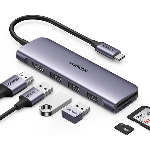 Hub USB C Adaptateur HDMI 4K (6en1) MicroSD Carte SD HDMI USB 3.0