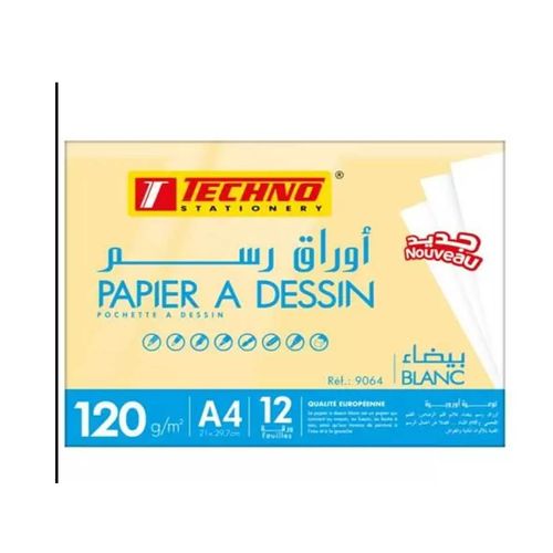 Papier à dessin-A4-Blanc-120g/m2-Pochette de 12 - Prix en Algérie