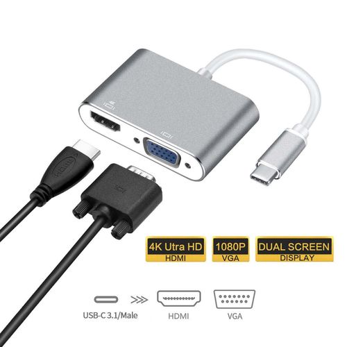 Adaptateur USB 3.1 type C mâle - VGA femelle - 1080p