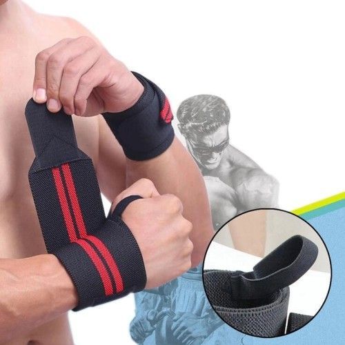 Bandage Protection De Poignet Pour Haltérophilie, Crossfit, Musculation-Noir/Rouge  - Prix en Algérie