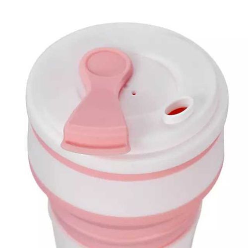 Tasse à café pliable en silicone avec couvercles 350 Ml - Rose