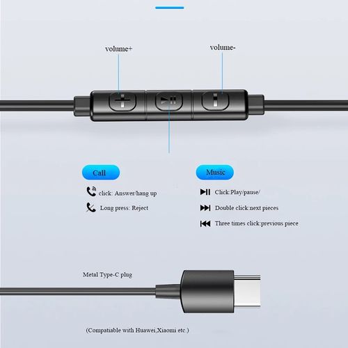 Ecouteur filaire USB-C AWEI TC-5 microphone boutons de commande pour  smartphone - Prix en Algérie