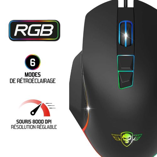 PICTEK Souris Gamer Ergonomique Souris Gaming RGB avec 8 Boutons