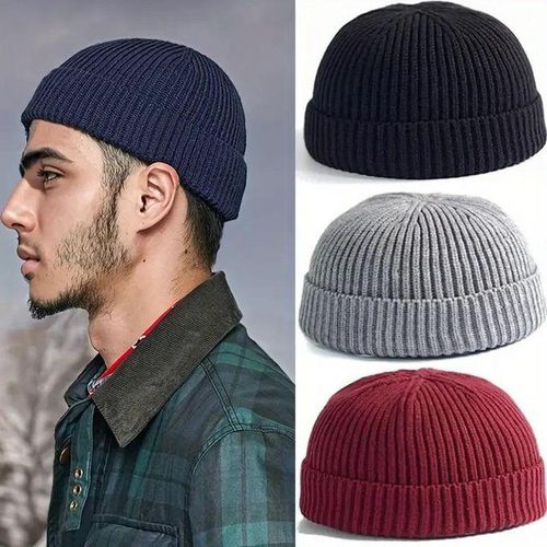 product_image_name-Générique-Bonnet tricoté court, chaud, simple et tendance en laine pour homme-1