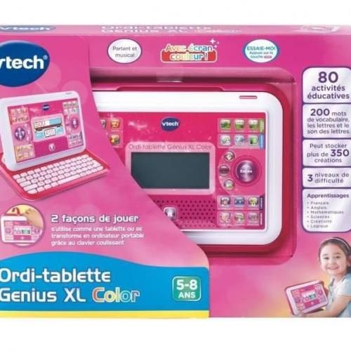Ordinateur portable et tablette 2 en 1 Genio Little app, ordinateur  éducatif pour enfants de +4 ans, 80 activités qui enseignent les lettres,  l'anglais, les mathématiques, les sciences, couleur rose 