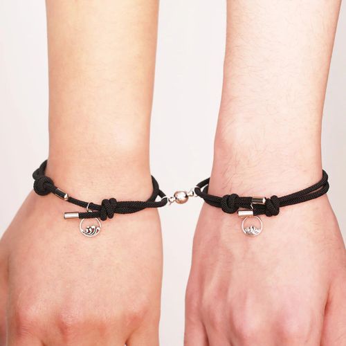 Bracelet Couple Magnétique Bonheur-Noir - Prix en Algérie