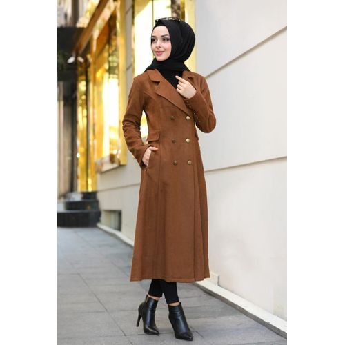 Manteau Hijab Avec Boutons - Marron 10213W153 - Prix en Algérie