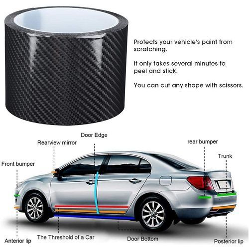 4 autocollants de protection anti-rayures en fibre de carbone pour