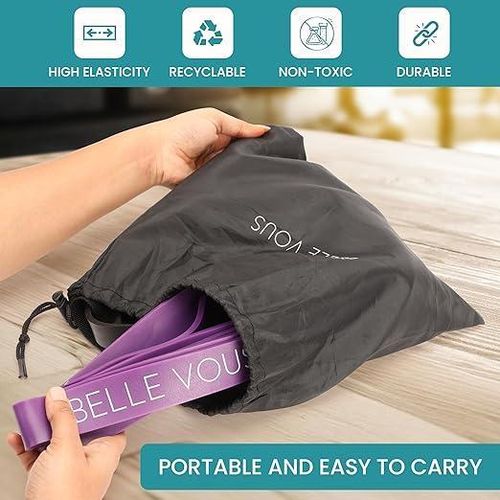 product_image_name-Power-حزام مرن لتدريبات القوة (مجموعة من 4)، 4 مستويات من المقاومة المرنة مع خطاف وحقيبة ومقبض يدوي-2