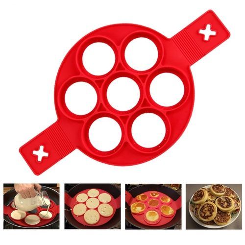 Moule Silicone Pancake Maker 7 Rond Antiadhésives -Rouge - Prix en